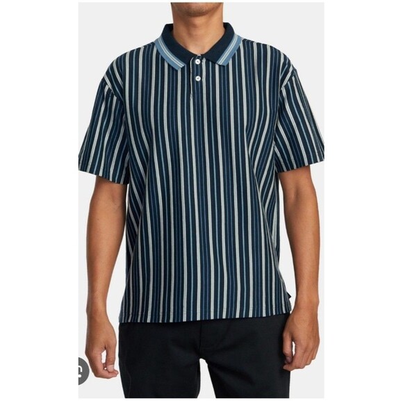 NWT Men's RVCA Uptown Stripe Polo SS Shirt, Size Small - Picture 1 of 12